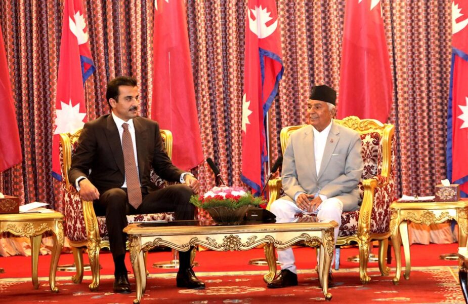 Quatar-Amir-and-rastrapati-ramchandra-poudel-meeting-at-Sheetal-niwash-1024×664