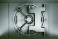 3d renderng of a bank vault seen straight on